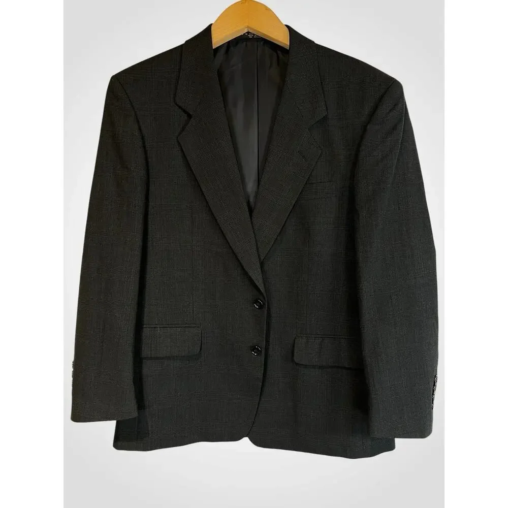 Versini Mens 40S 34x28 Midnight Navy Blue Tonal Glen Plaid Suit Twist Tech